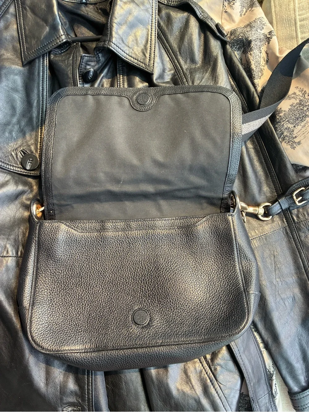 Coach Black Pebbled Leather Messenger Crossbody Bag with Embossed Logo